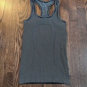 Striped Black and White lululemon Swiftly tech tank top